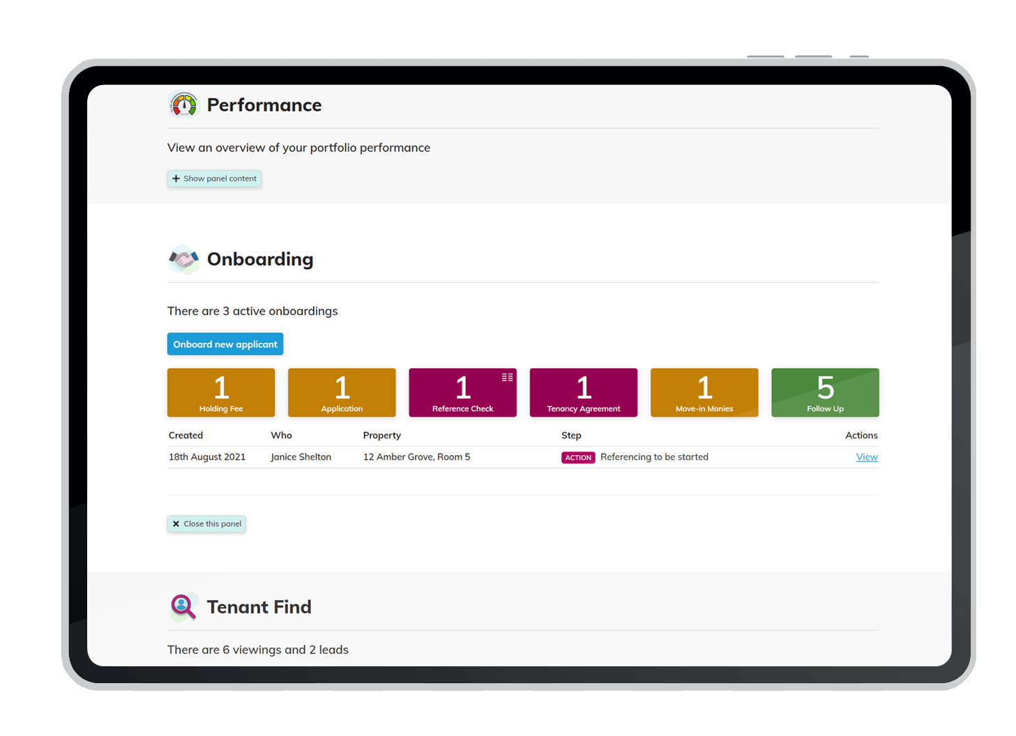 Onboarding Panel on COHO