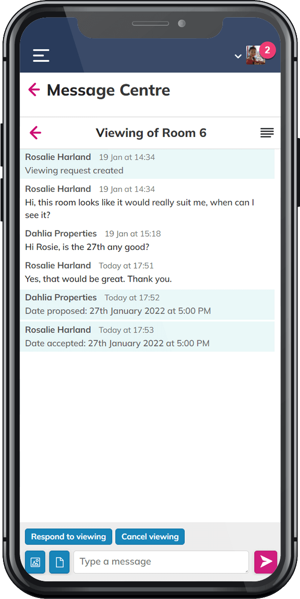 COHO screenshot showing a viewing conversation and contextual actions